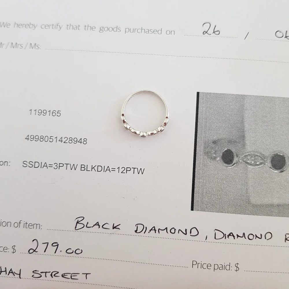 Black and white Diamond Sterling Silver Ring - Picture 2 of 4